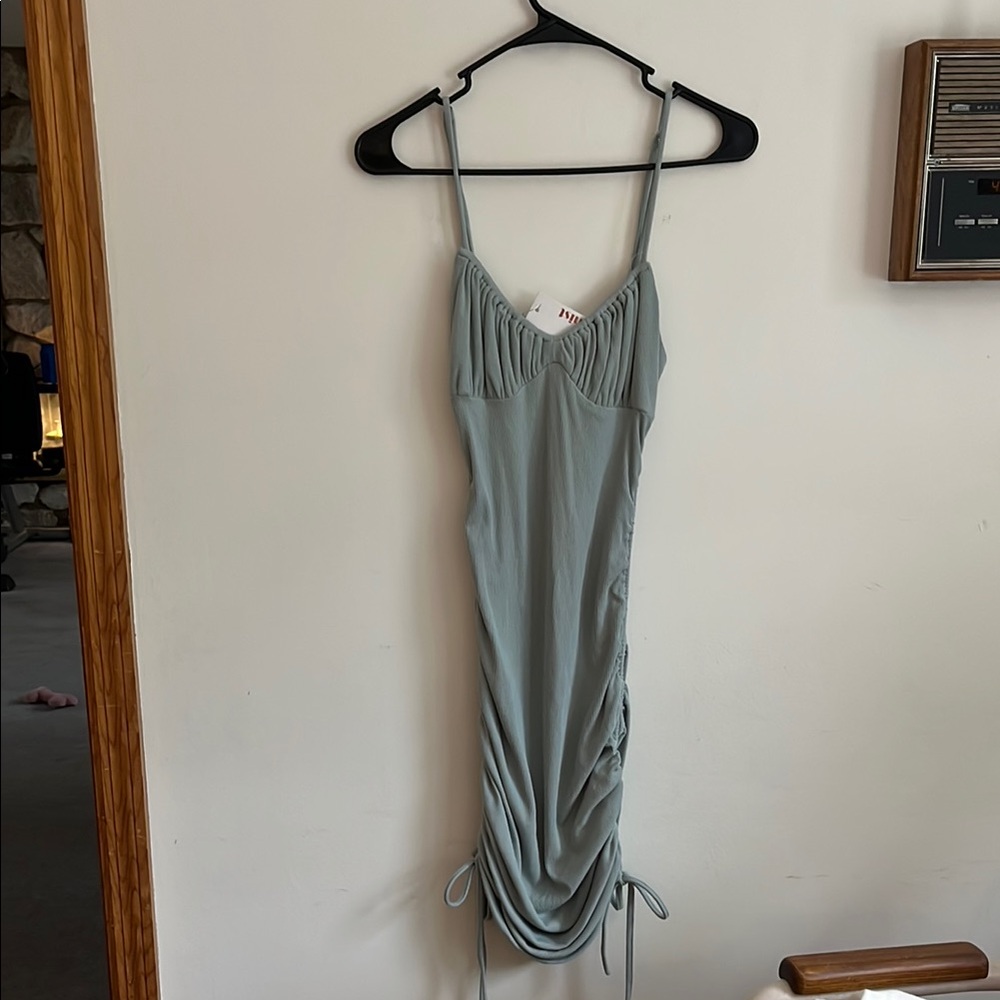 Morning Mist Elegant green Ruched Dress